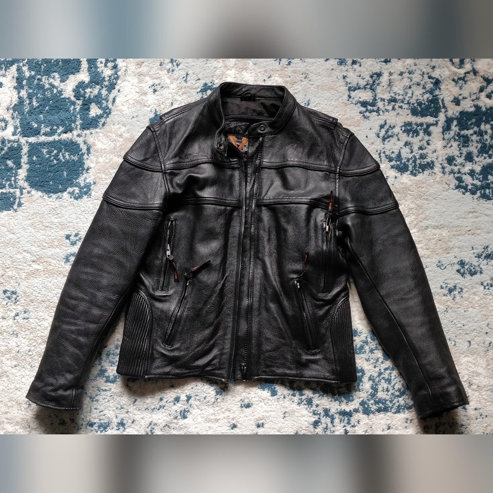 Vance Leathers 100% black leather motorcycle jacket